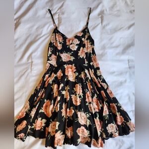 Forever 21 Black Dress with Peach Floral Pattern Size Medium